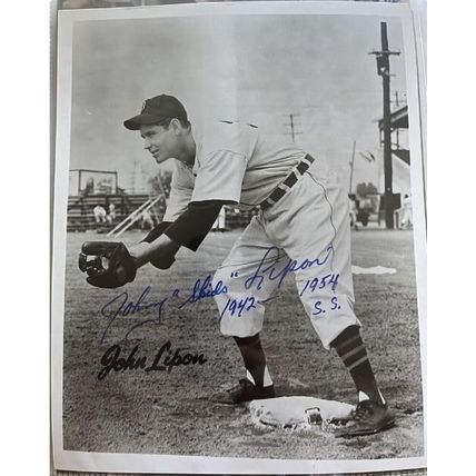Johnny Lipon (d. 98) Signed Autographed Vintage Glossy 8x10 Photo Detroit Tigers