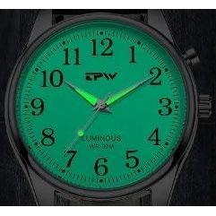 White Electro-Luminescent (Indiglo) Light Up Face Brown Leather Strap Watch