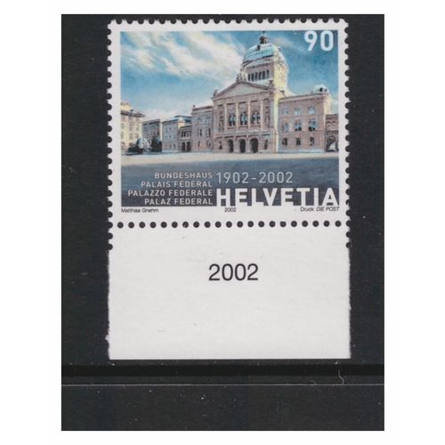 SWITZERLAND HELVETIA 2002 CENT FEDERAL PARLIAMENT BUILDING MINT NEVER HINGED