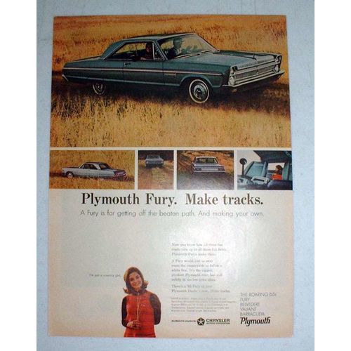 1965 Plymouth Fury Car Ad - Make Tracks!