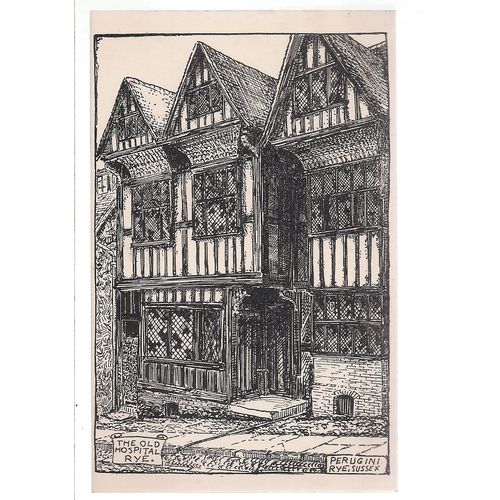 THE OLD HOSPITAL, RYE unused vintage postcard. by Perugini's, Rye.. =