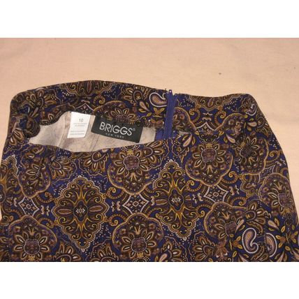 Womens Briggs New York Skirt 10 30 Waist Purple Brown Medallion Maxi EUC