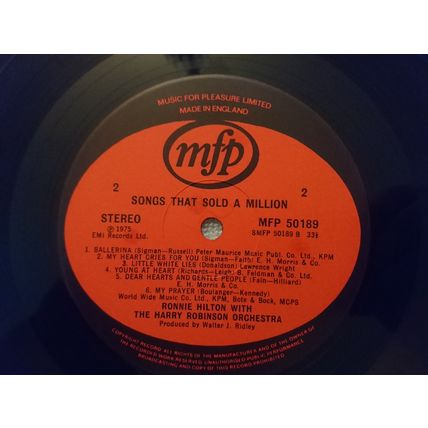 RONNIE HILTON AND ORCHESTRA – SONGS THAT SOLD A MILLION - 12" ALBUM