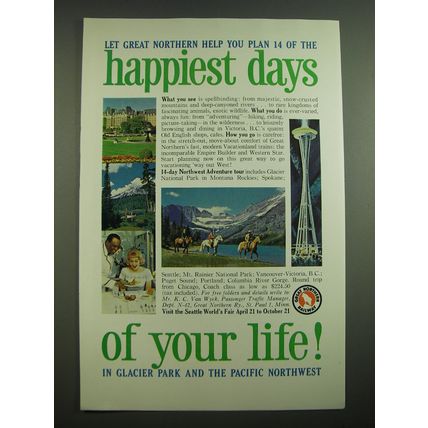 1962 Great Northern Railway Ad - Help you plan 14 of the Happiest Days