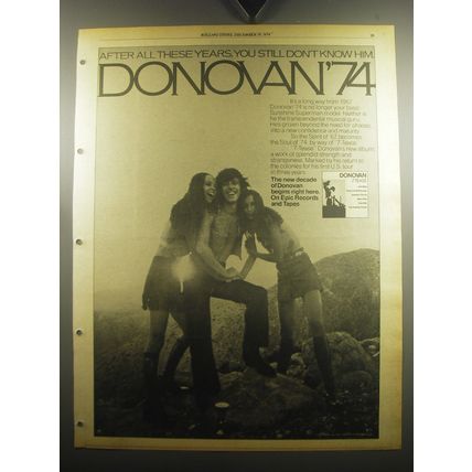 1974 Donovan 7-Tease Album Ad - After all these years, you still don't know him