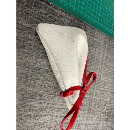 Medieval Larp SCA Pagan Reenactment White Leather DRAWSTRING with Red tie