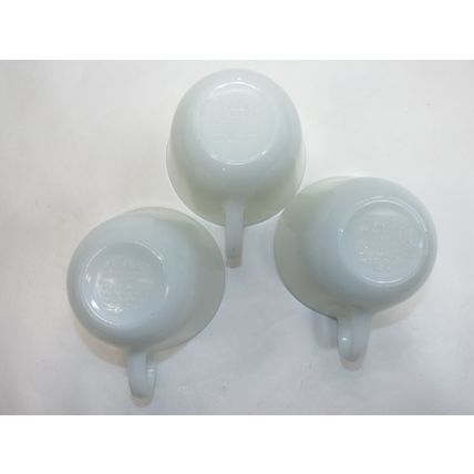 Excellent Condition 3 Vintage Pyrex Opal White Milk Glass Coffee Cup Mugs