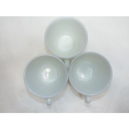 Excellent Condition 3 Vintage Pyrex Opal White Milk Glass Coffee Cup Mugs