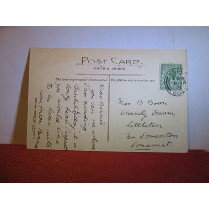 VIEW ON THE MOAT, WELLS, SOMERSET used antique postcard 1915 pm #