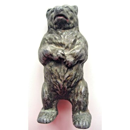 CHERISHED VINTAGE CAST METAL BEAR MONEY BOX FROM 1946.