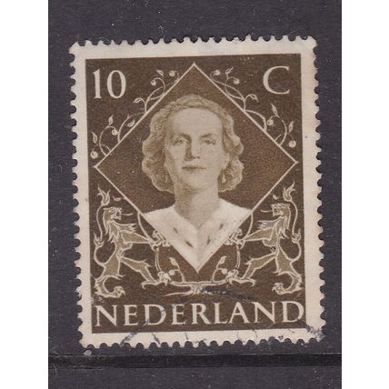 Netherlands 1948 Queen Juliana 10c Fine Used SG 672 VGC
