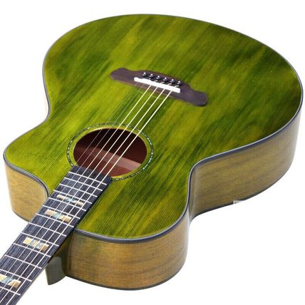 41 Inch Green Color Orange Color Acoustic Guitar High Gloss Cutway 6 String