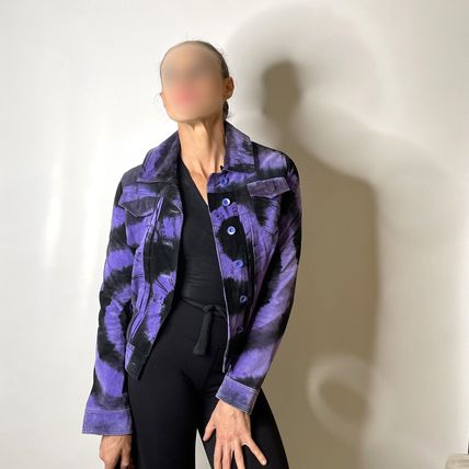 Tie Dye Seude Leather Jeans Jacket Short Coat Boho