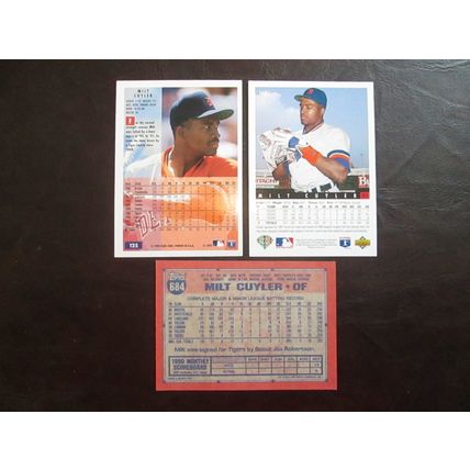 Three (3) Milt Cuyler Baseball Cards (See Pictures and Description Below)