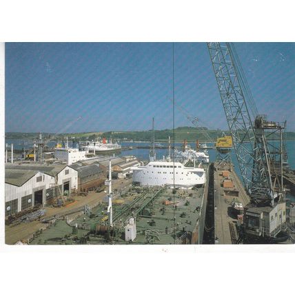 Falmouth Docks Cornwall Postcard unused crease