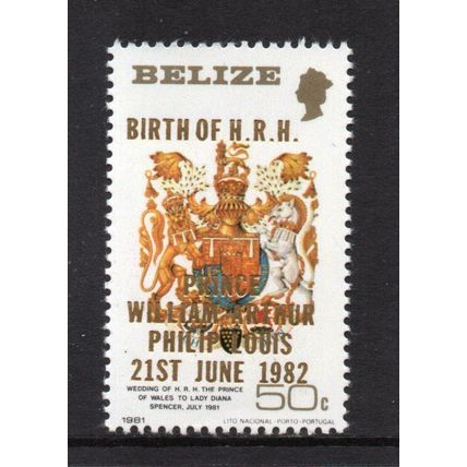 Belize - 1982 - 50c Birth of Prince William (Small Size Stamp) MNH