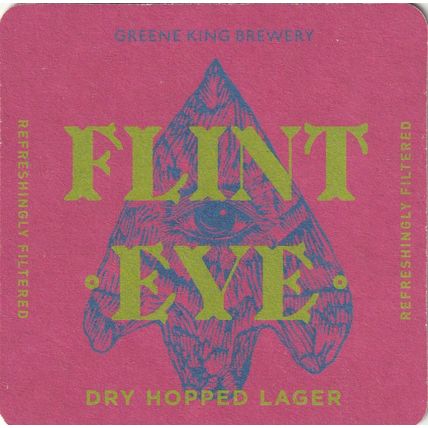 BEER MAT - GREENE KING BREWERY - FLINT EYE LAGER - (Cat No 418) - (2022)