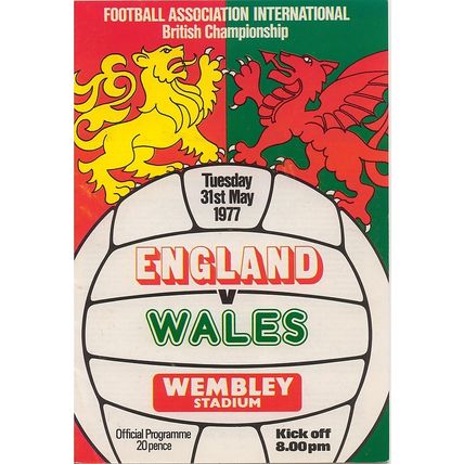 ENGLAND v WALES FA BRITISH CHAMPIONSHIP 1977