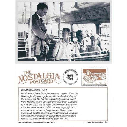 Postcard London Bus Conductor Ticket Fare Increase 1951 Inflation Nostalgia