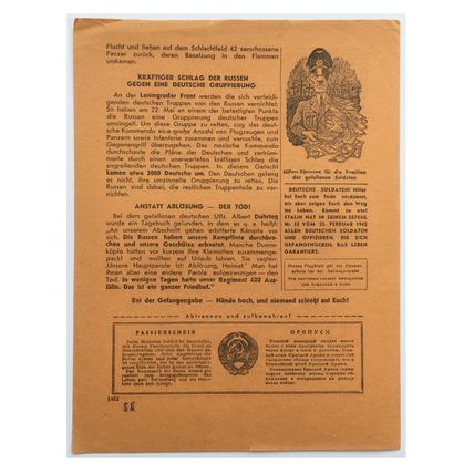 WW2 Soviet/Russian Air Drop Leaflet Illustrated by Erich Weinert. - Code 1482.