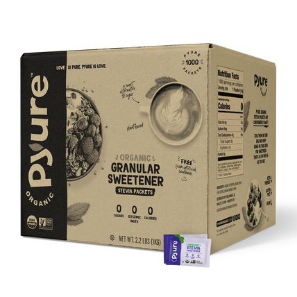 Pyure Organic Stevia Packets | Granulated Sugar Packets - White Sugar Substitute