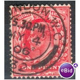 GB stamps 1902-10 KEV11 - 1d SG219 London 22