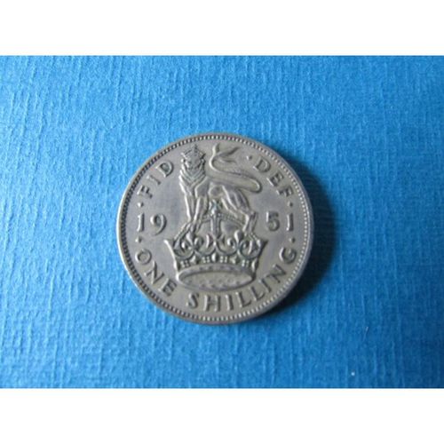 1951 GEORGE VI ENGLISH SHIELD ONE SHILLING FREE POST. K