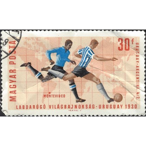 HUNGARY, FOOTBALL, Uruguay - Argentina, orange-red 1966, 30f