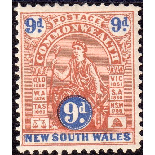 New South Wales Sg352 9d Yellow-Brown & Ultramarine m/mint (G204)