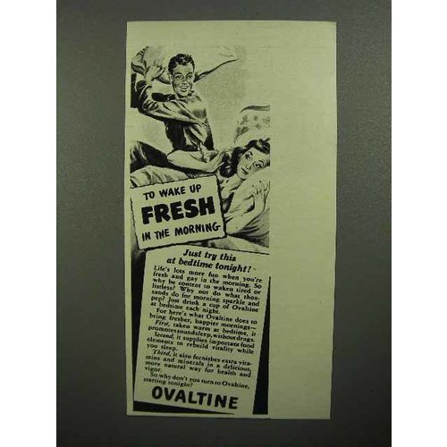 1945 Ovaltine Drink Mix Ad - Wake Up Fresh