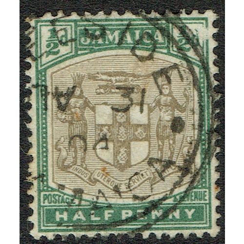 Jamaica 1903 1/2d Grey and Dull Green wmk Crown CA SG33 FU