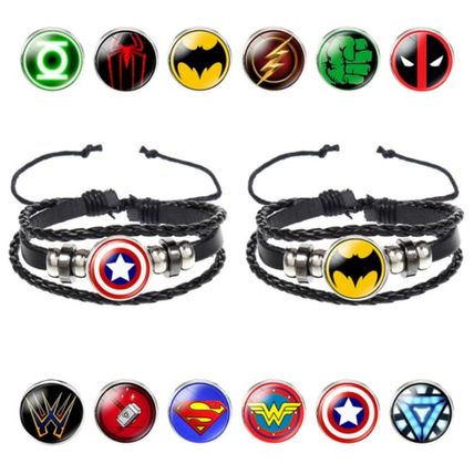 Cool Marvel Superhero Wristband Leather Wrist Bands Bracelet Strap UK Stock