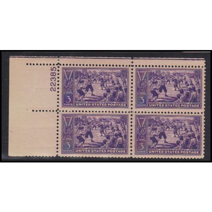 855 3c Baseball Very Fine MNH Plt/4 UL 22385 KA9647