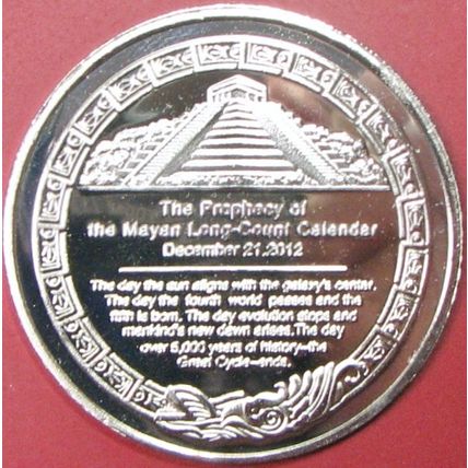 Maya Memorial. Casino Card Guard, Challenge Coin, Souvenir. Silver Tone. 02.