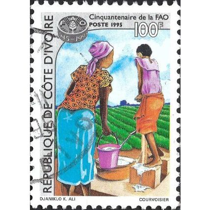 IVORY COAST, FAO 50 years, orange 1995, 100F