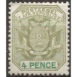 Transvaal 1897 SG221 4d Sage-Green & Green Mounted Mint.