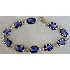 Blue cat eye silver bracelet