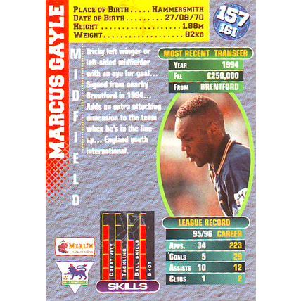 Merlin Premier Gold English Premier League 1996/97 Marcus Gayle