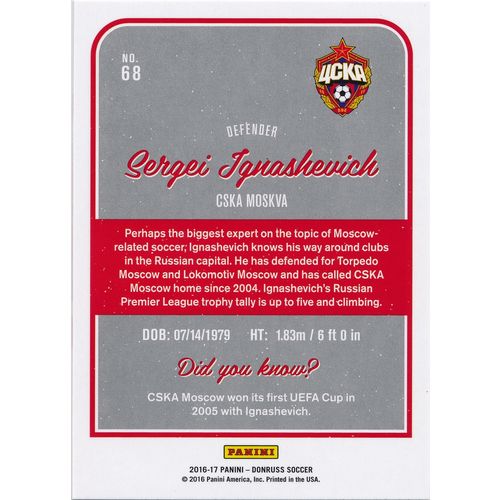 2016 Donruss Soccer 68 Sergei Ignashevich CSKA Moskva