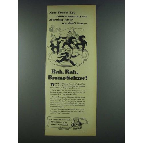 1937 Bromo-Seltzer Medicine Ad - New Year's Eve