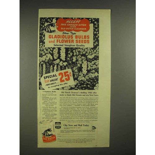 1946 Old Dutch Cleanser Ad - Gladiolus Bulbs, Flower