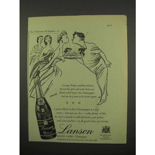 1957 Lanson Black Label Champagne Ad - Georgie Porgie