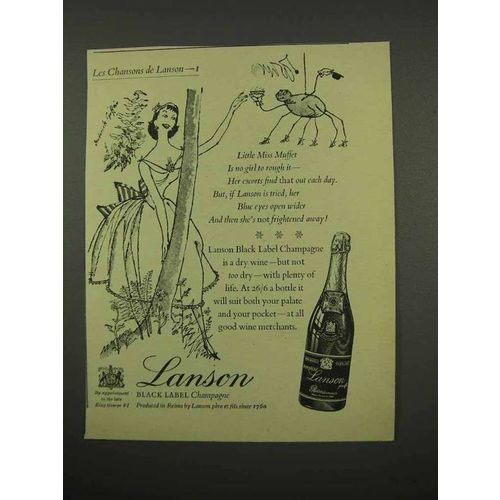 1957 Lanson Black Label Champagne Ad - Miss Muffet