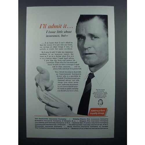 1959 America Fore Insurance Ad - I'll Admit It