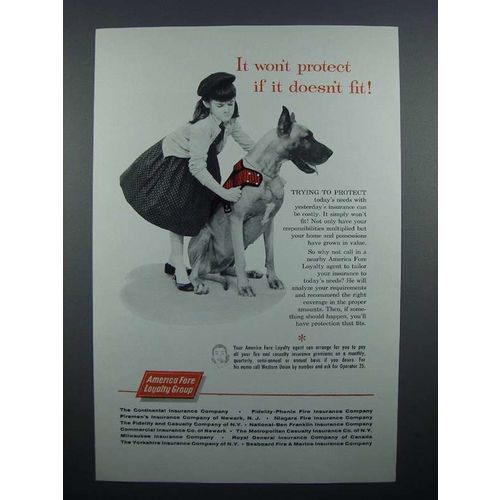 1959 America Fore Insurance Ad - It Won't Protect