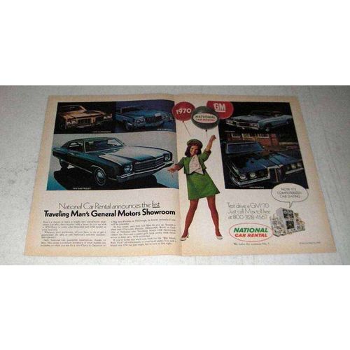 1969 2-page National Car Rental Ad - General Motors Showroom
