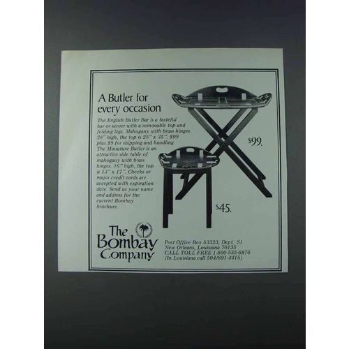 1981 The Bombay Company English Butler Bar Ad