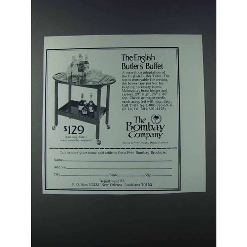 1981 The Bombay Company English Butler's Buffet Ad