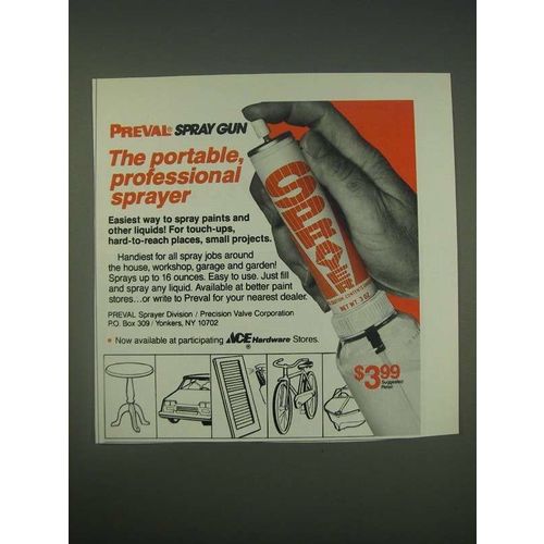 1989 Preval Spray Gun Ad - The portable, professional sprayer