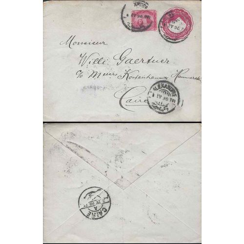 Egypt Pyramid Postal Stationery 1896 Alexandria to Cairo